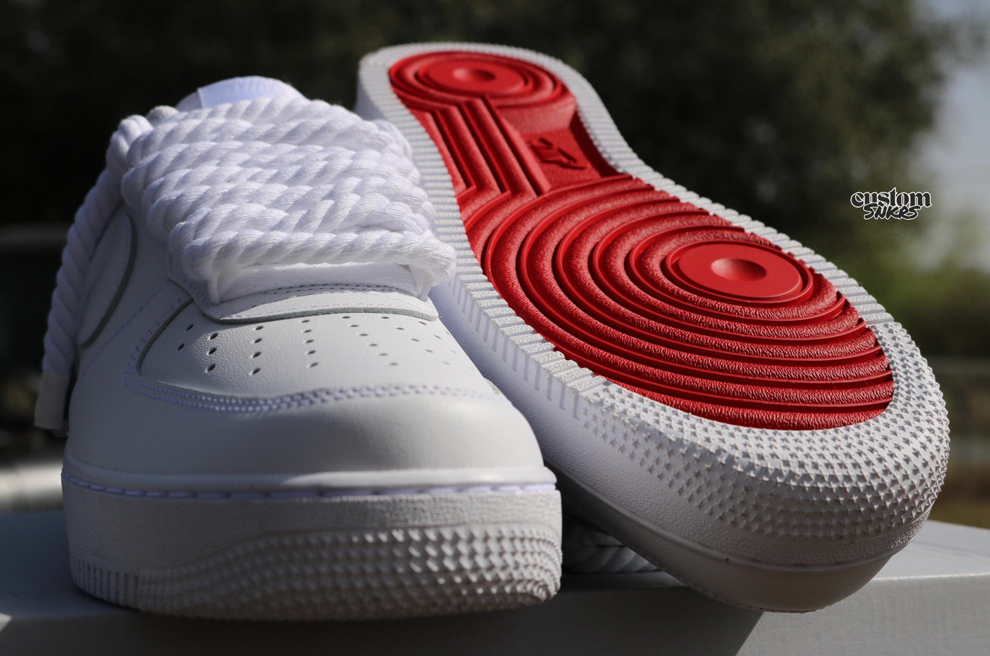 Custom Air Force 1 White Red Sole