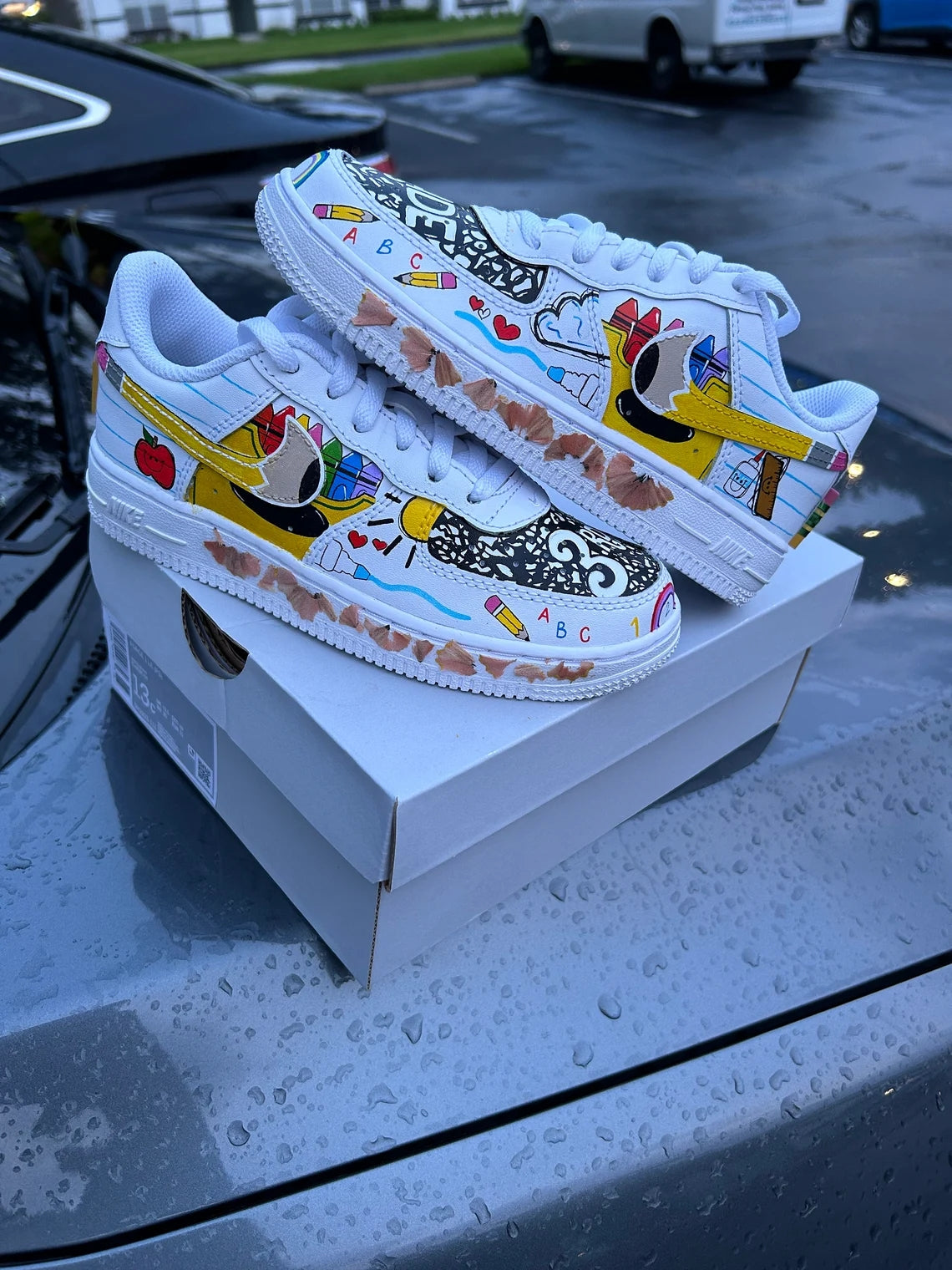 Custom Air Force 1 White School - Supplies Theme