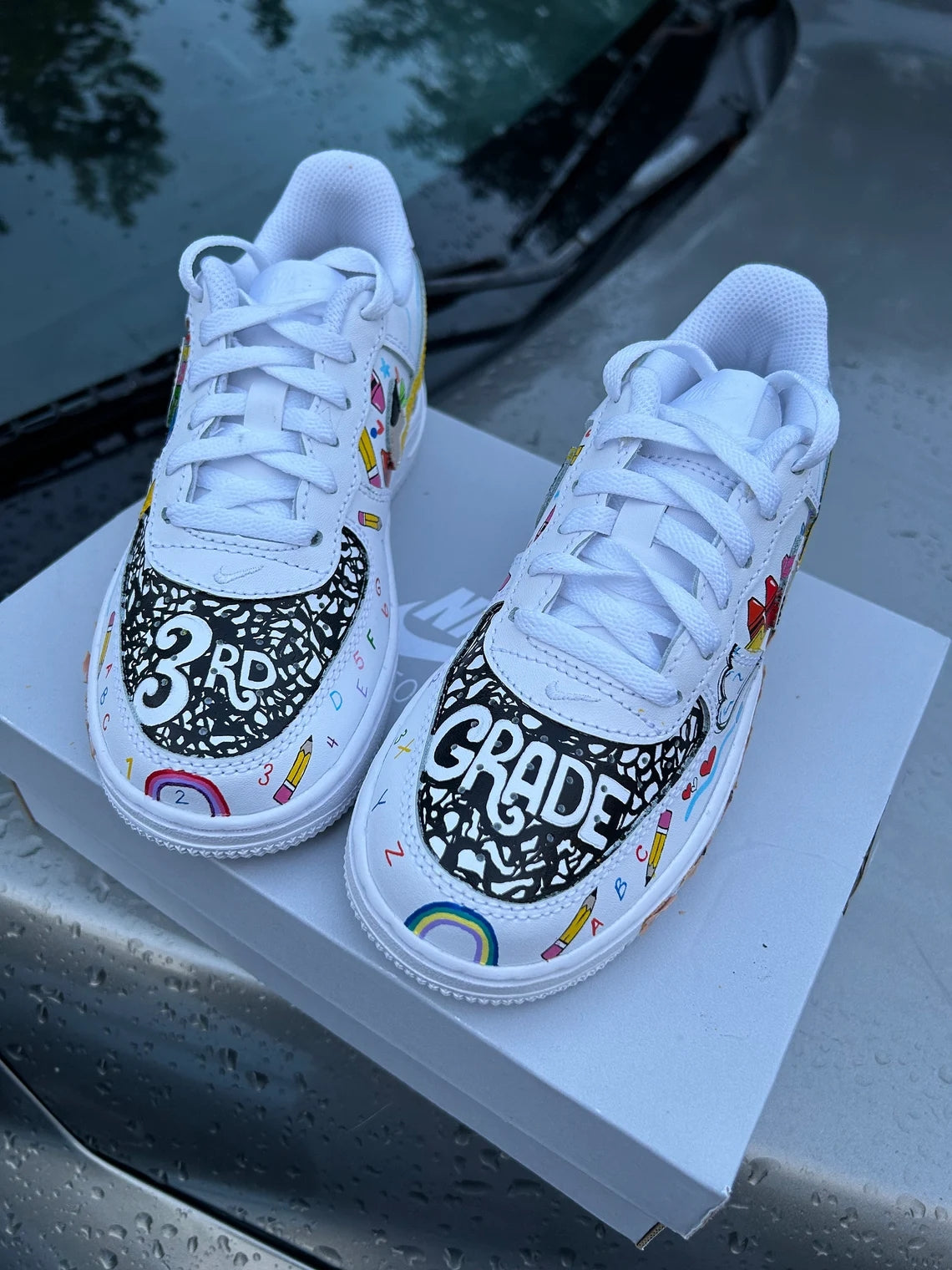 Custom Air Force 1 White School - Supplies Theme