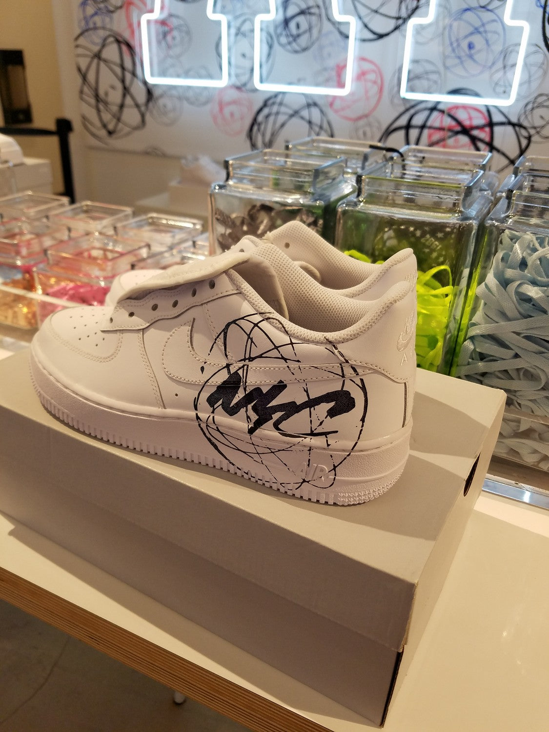 Custom Air Force 1 White With Black Graffiti