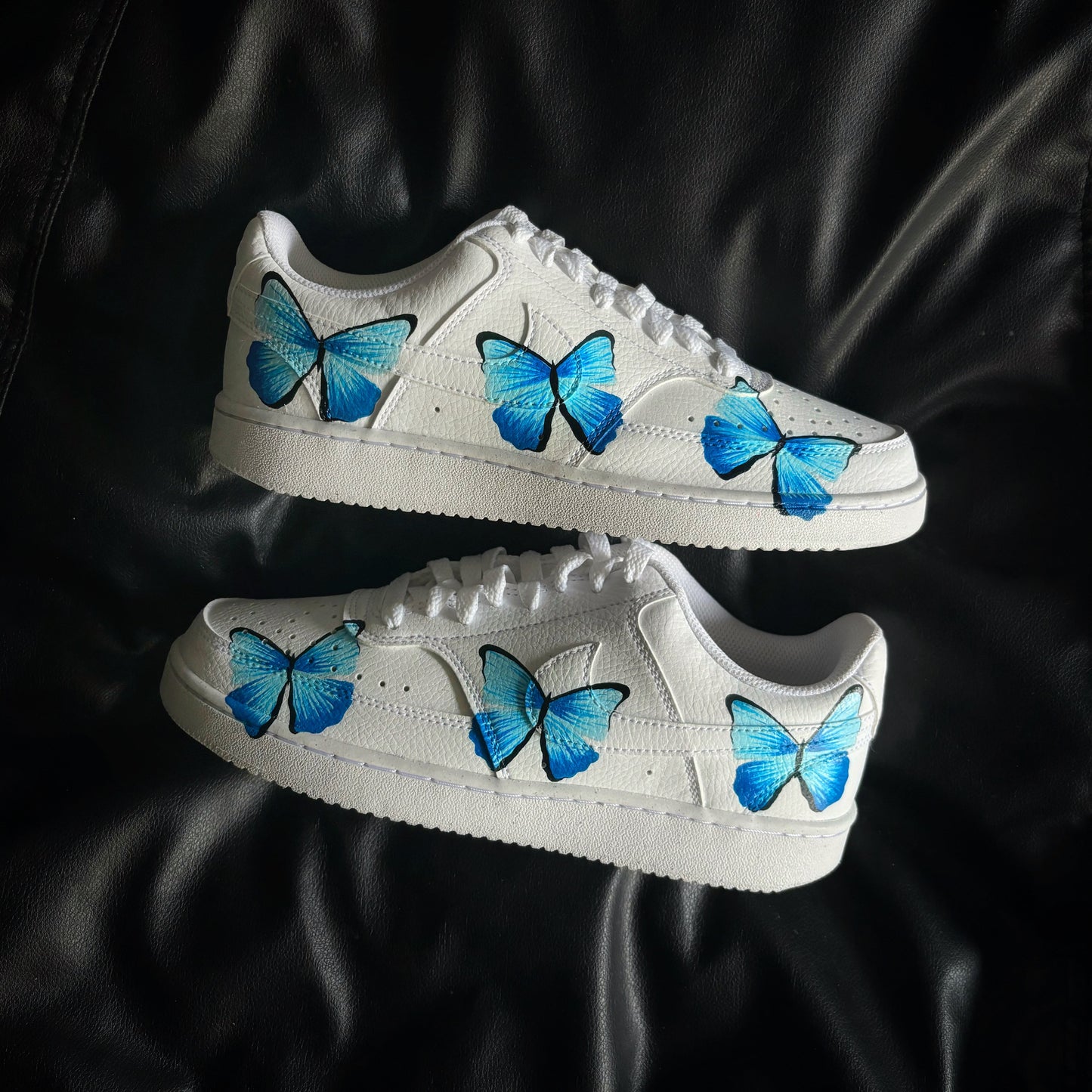 Custom Air Force 1 White With Blue Butterflies
