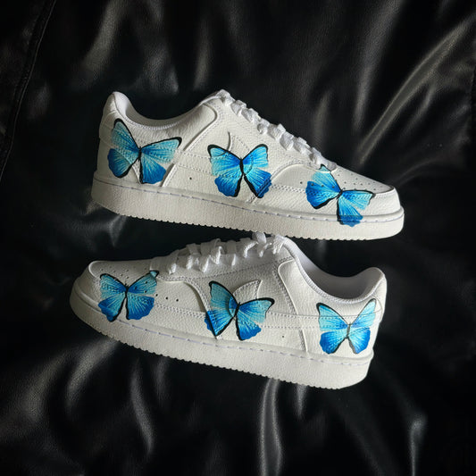 Custom Air Force 1 White With Blue Butterflies