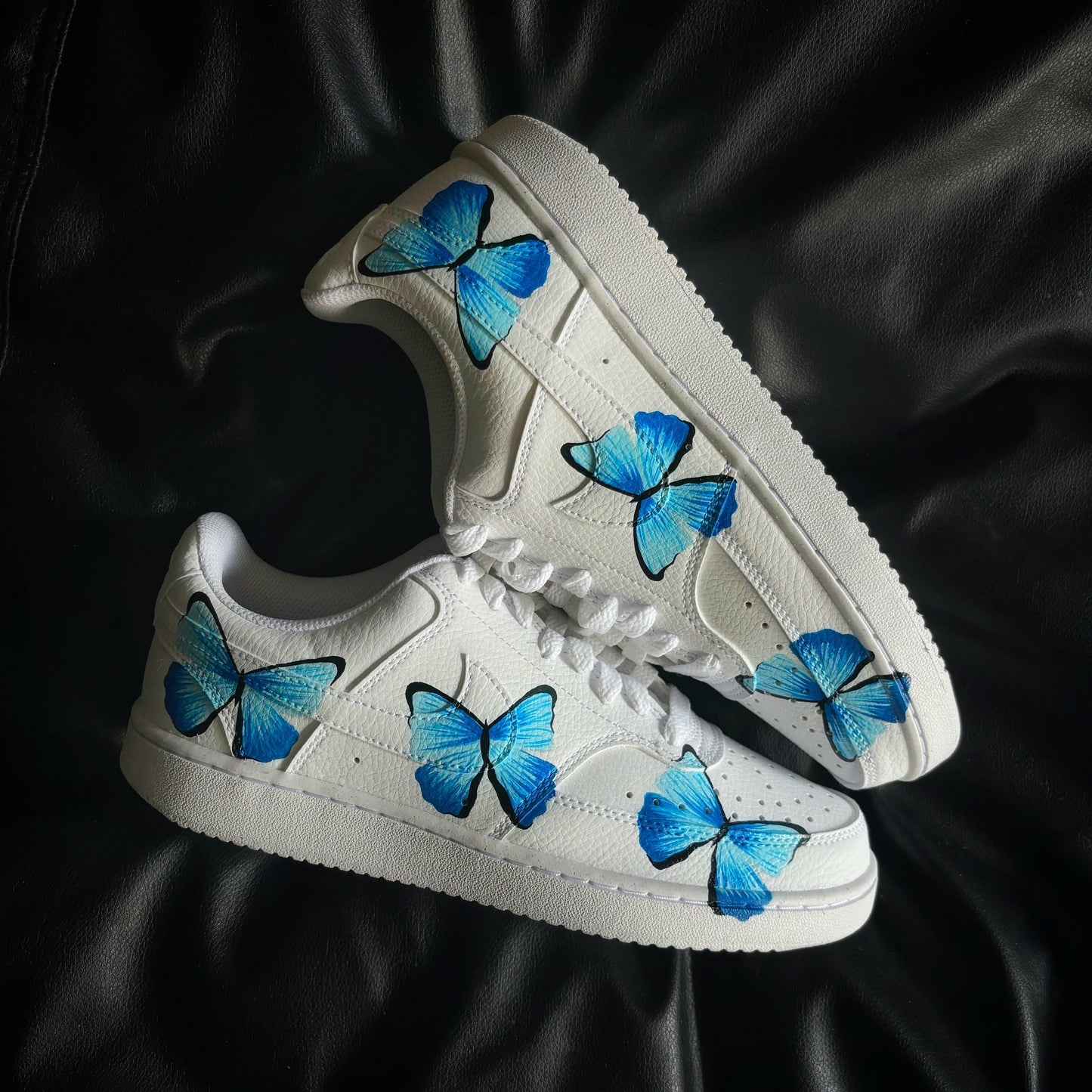 Custom Air Force 1 White With Blue Butterflies