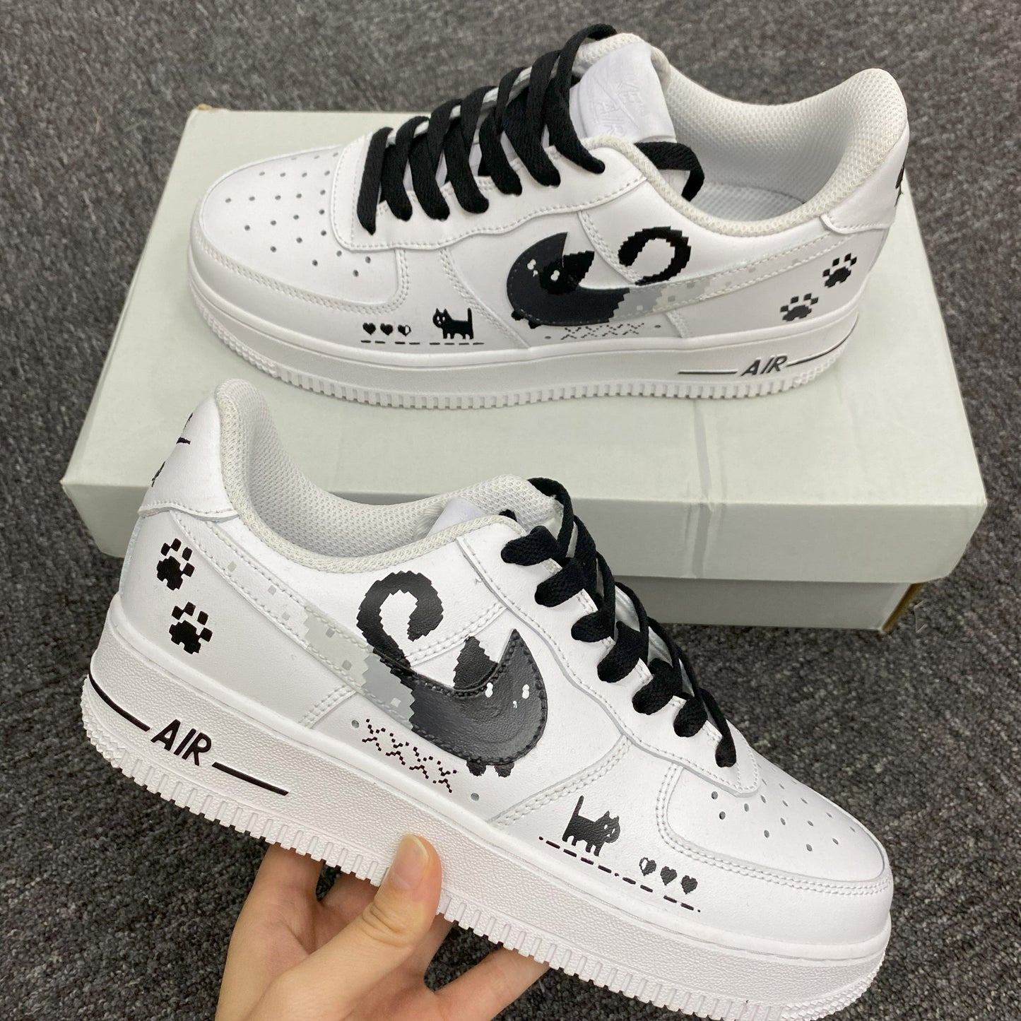 Custom Air Force 1 White With Cat And Paw - print