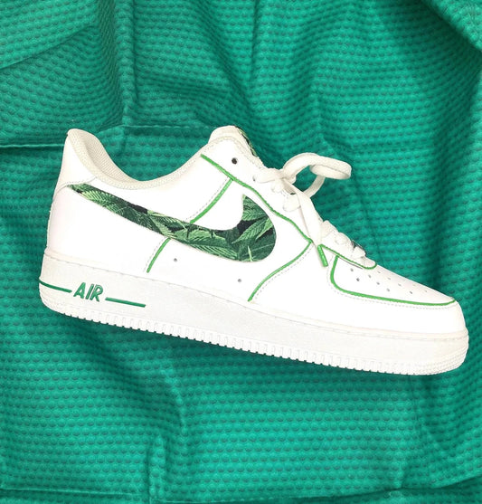 Custom Air Force 1 White with Green Leaf Swoosh