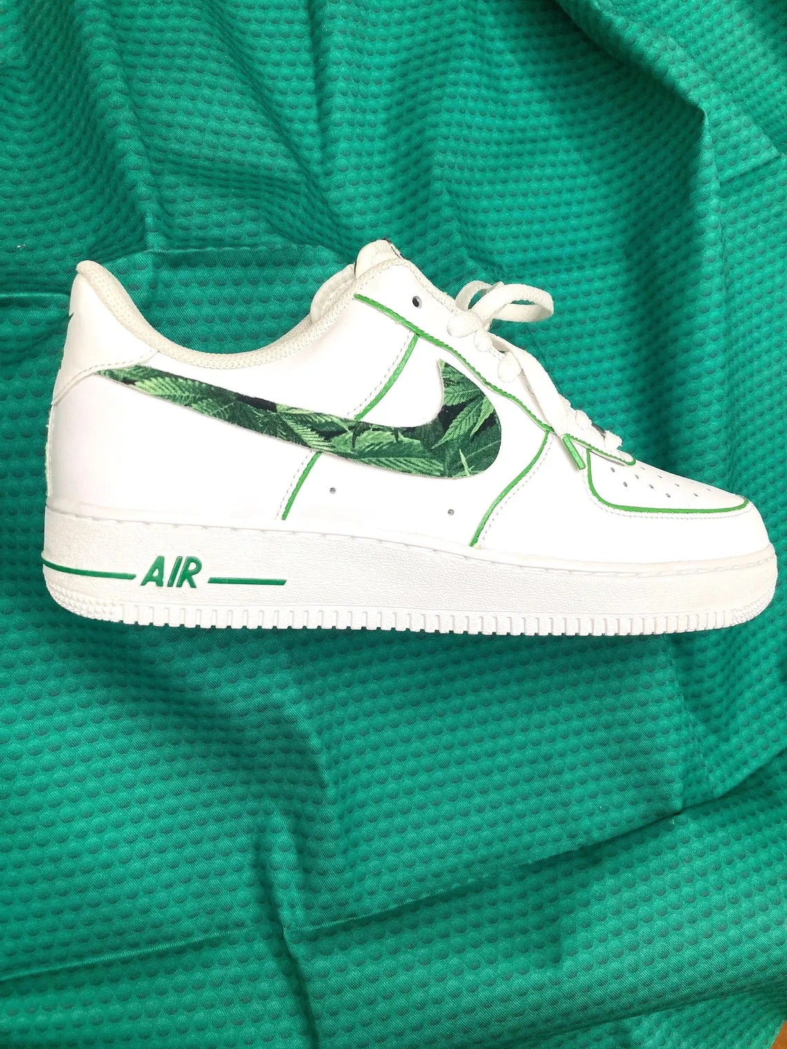Custom Air Force 1 White with Green Leaf Swoosh