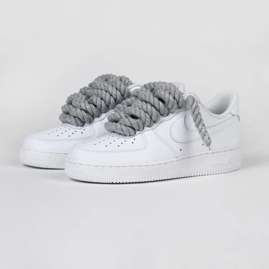 Custom Air Force 1 White With Grey Rope