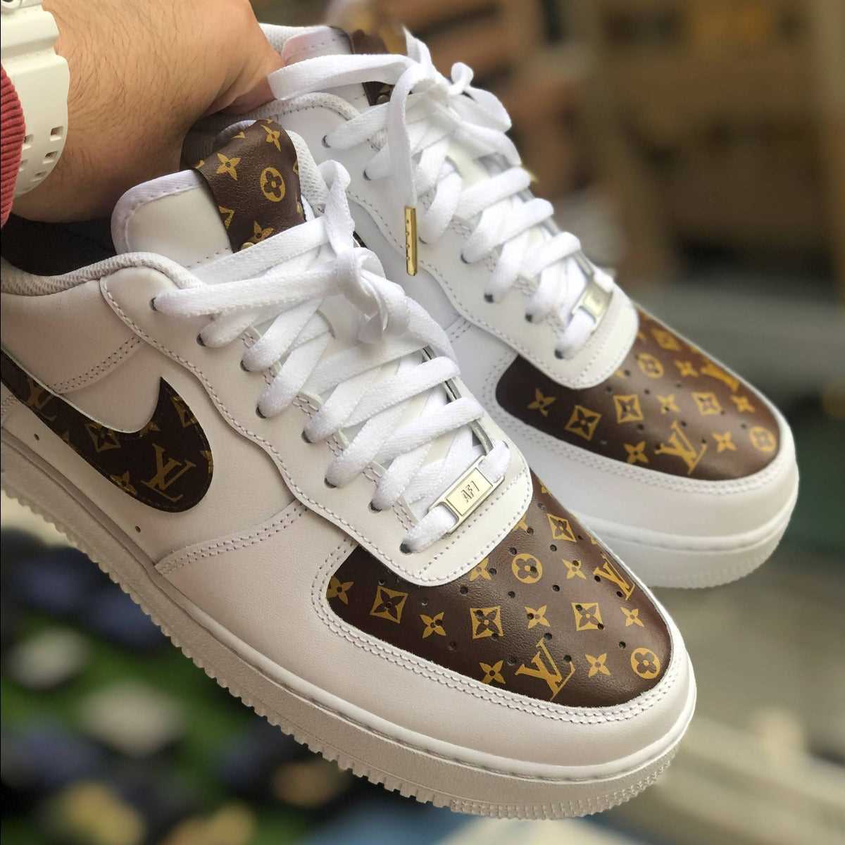 Custom Air Force 1 White With LV Pattern