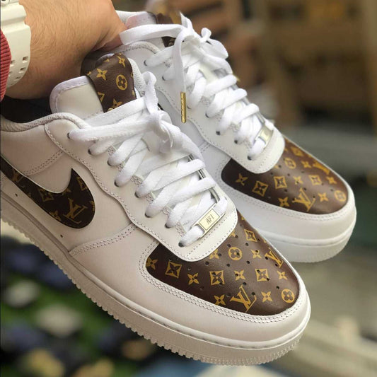 Custom Air Force 1 White With LV Pattern