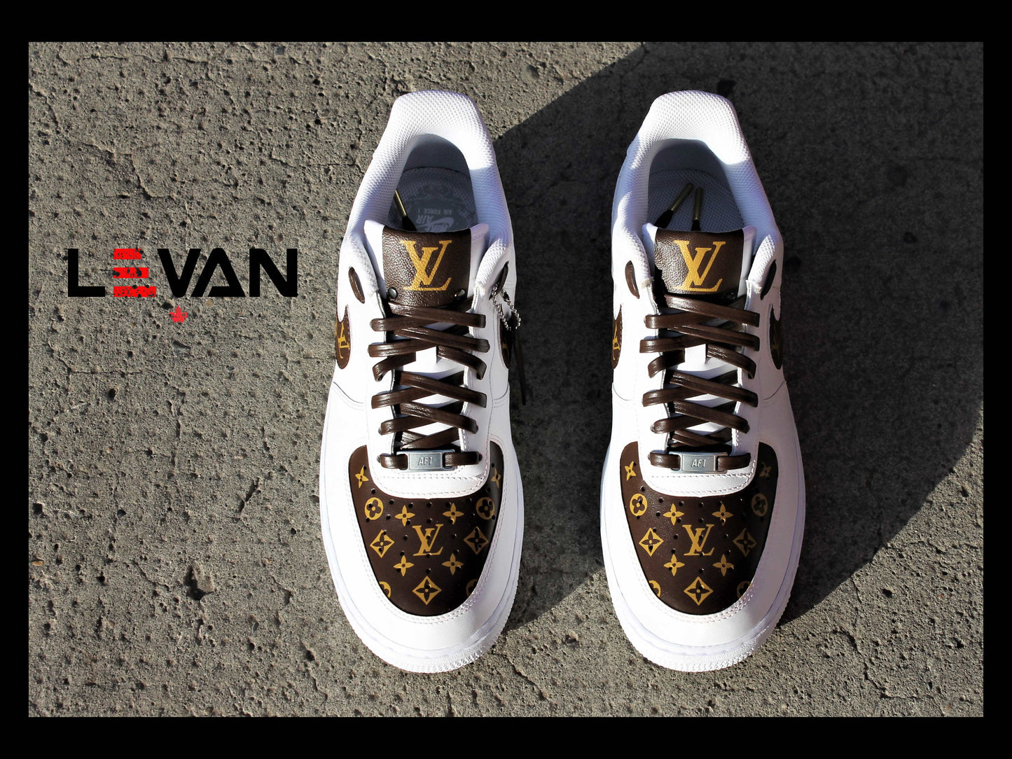 Custom Air Force 1 White With LV Pattern