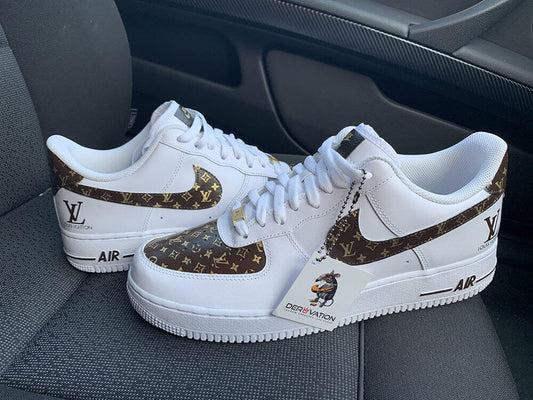 Custom Air Force 1 White With LV Pattern
