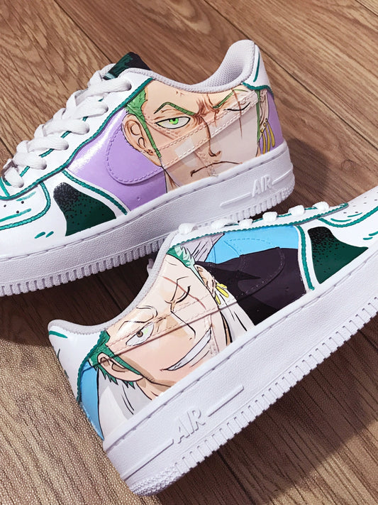 Custom Air Force 1 White With One - Piece Anime Character Design