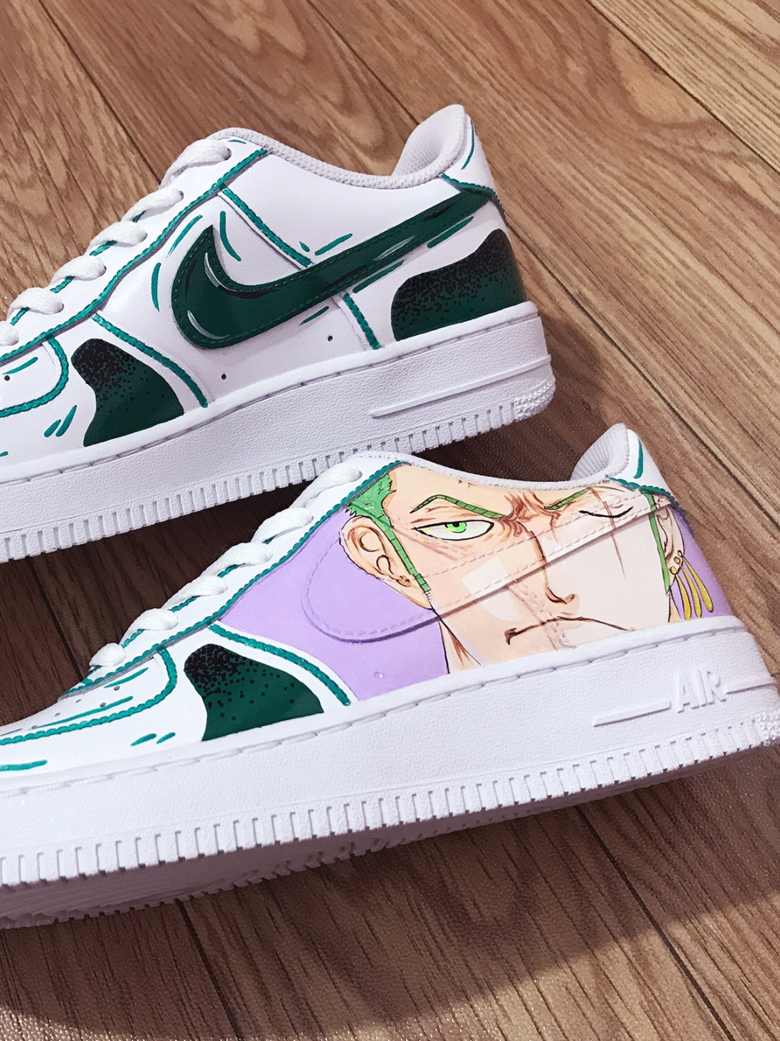 Custom Air Force 1 White With One - Piece Anime Character Design