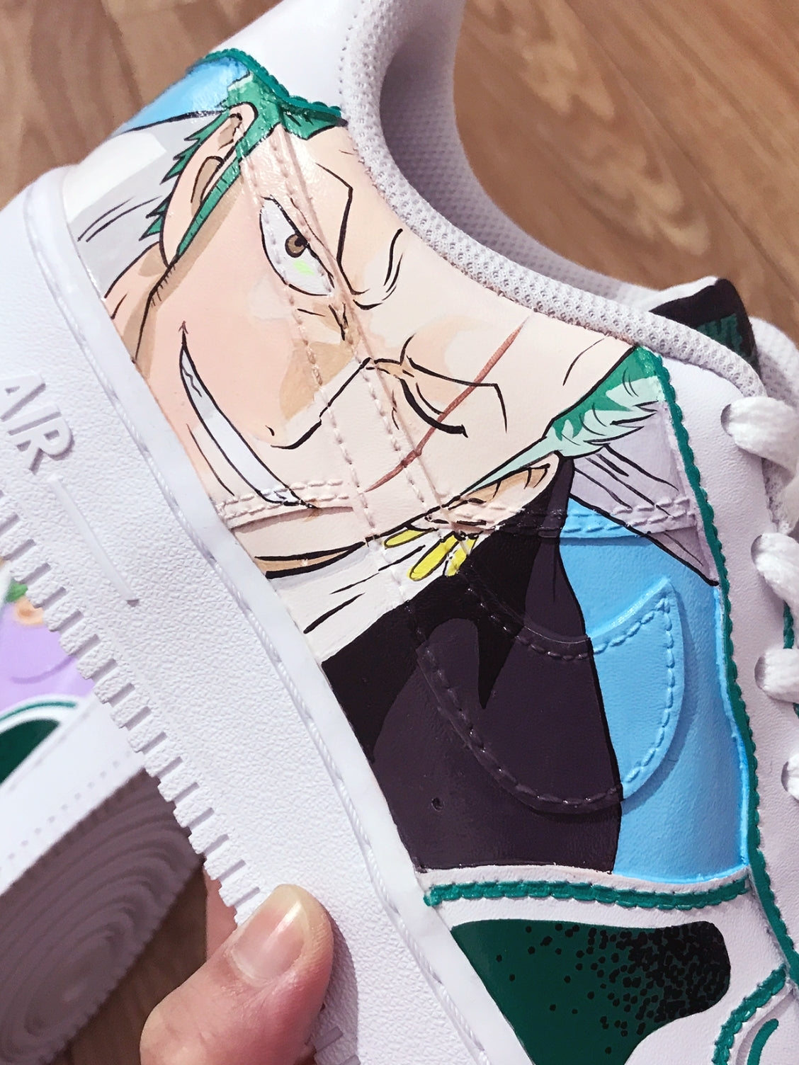 Custom Air Force 1 White With One - Piece Anime Character Design