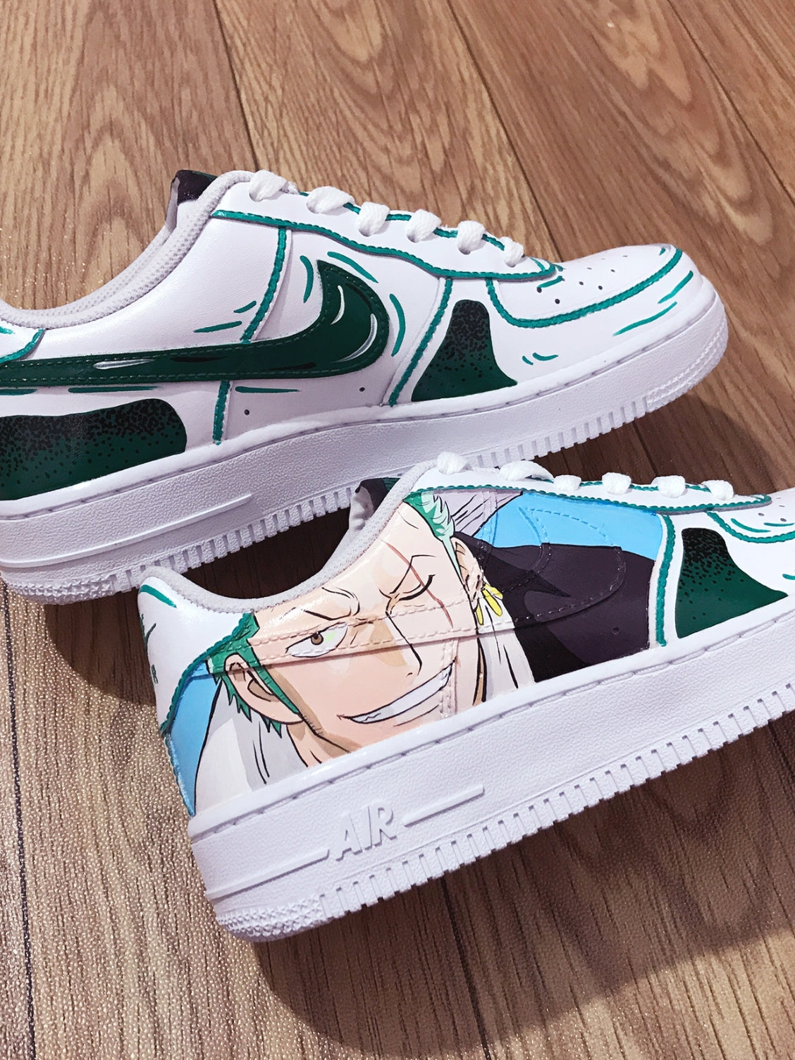 Custom Air Force 1 White With One - Piece Anime Character Design