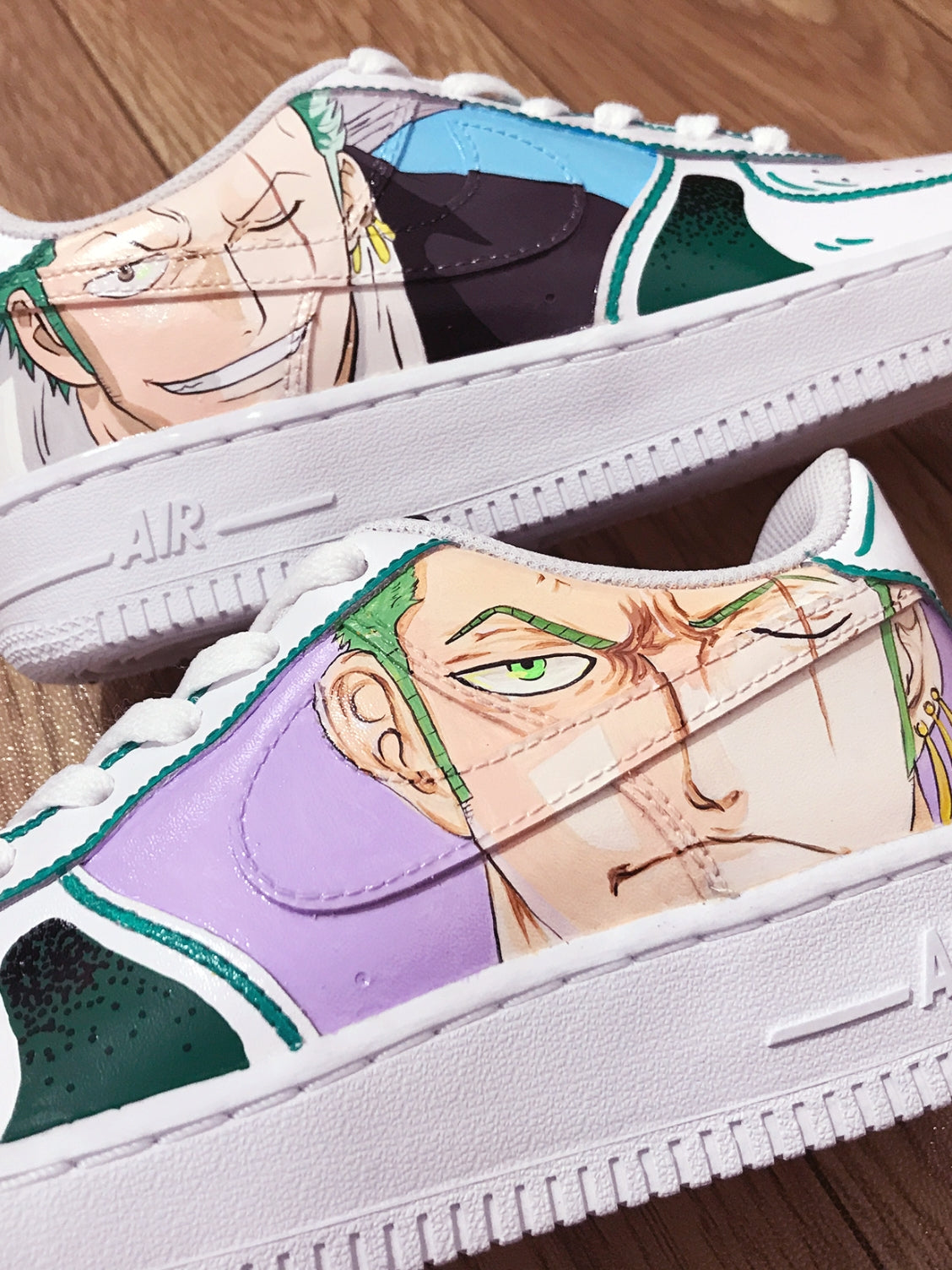 Custom Air Force 1 White With One - Piece Anime Character Design