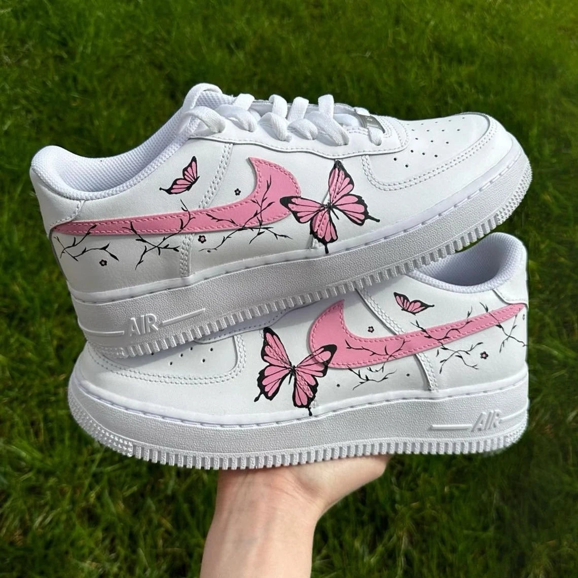 Custom Air Force 1 White with Pink Butterflies