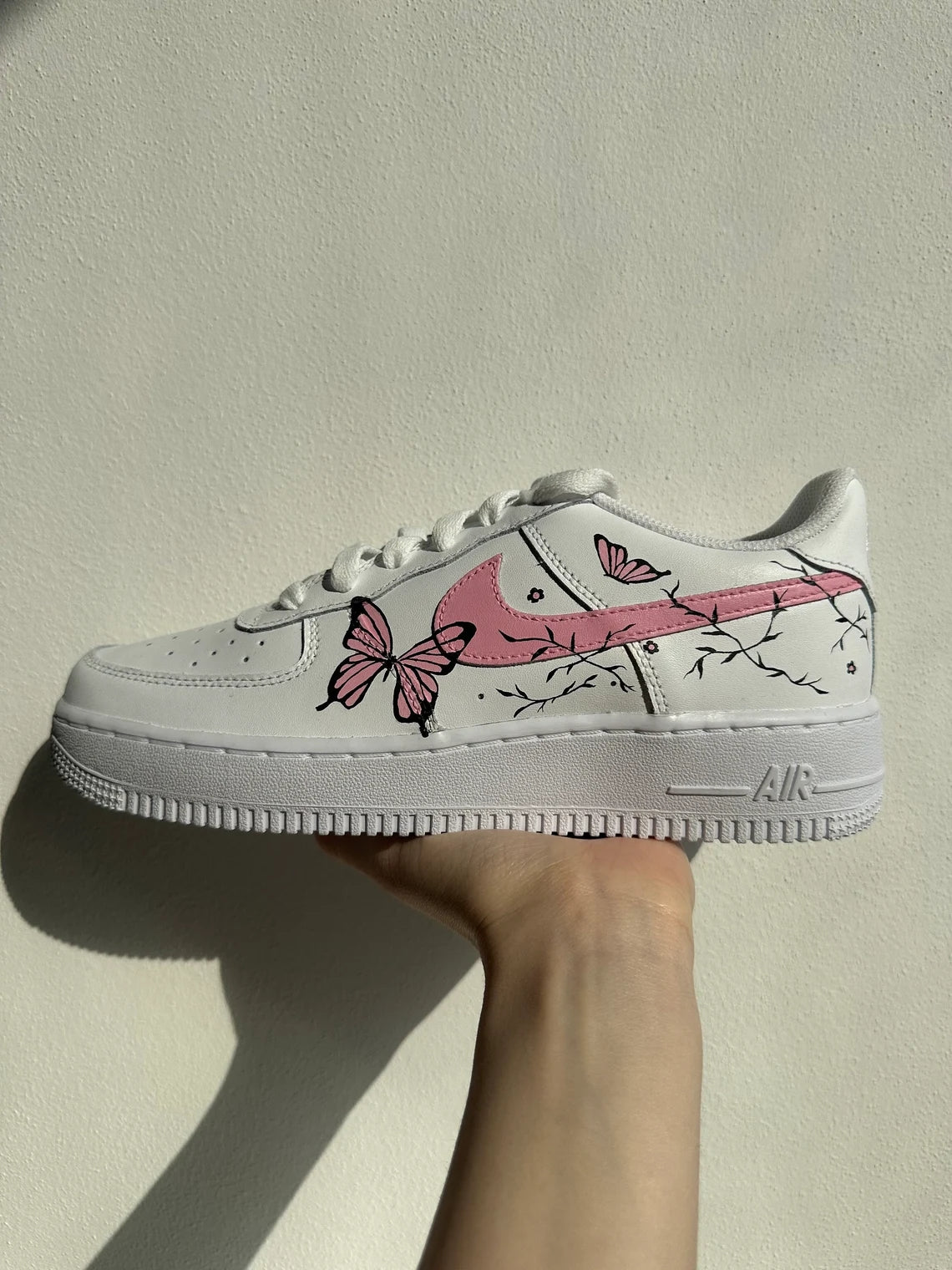 Custom Air Force 1 White with Pink Butterflies