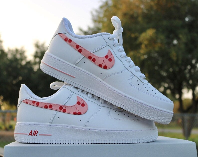 Custom Air Force 1 White With Pink Cherry Pattern