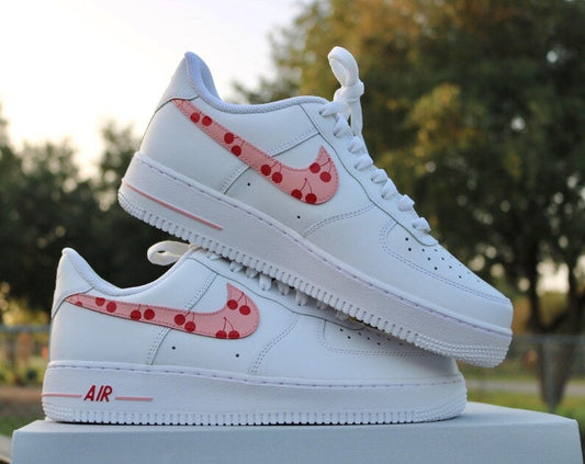 Custom Air Force 1 White With Pink Cherry Pattern