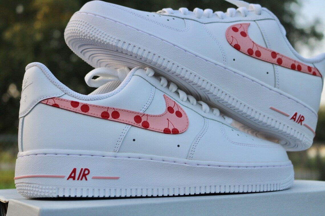 Custom Air Force 1 White With Pink Cherry Pattern