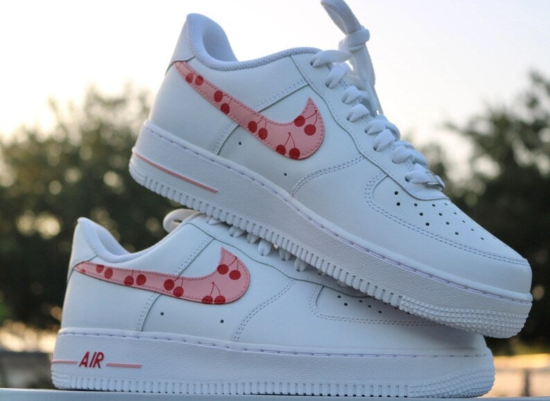 Custom Air Force 1 White With Pink Cherry Pattern