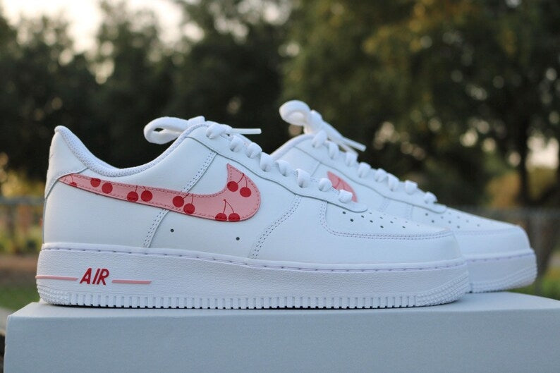 Custom Air Force 1 White With Pink Cherry Pattern