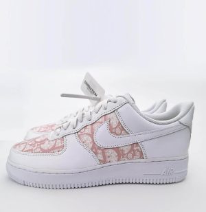 Custom Air Force 1 White With Pink Dior Patterns