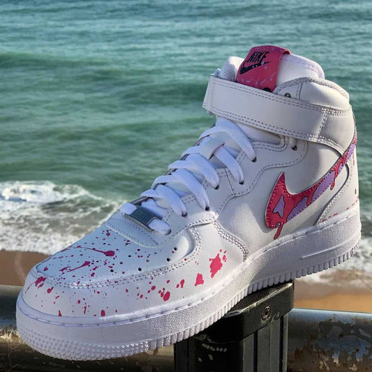 Custom Air Force 1 White With Pink Splatter