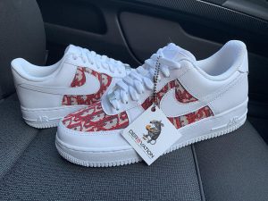 Custom Air Force 1 White With Red Dior Pattern