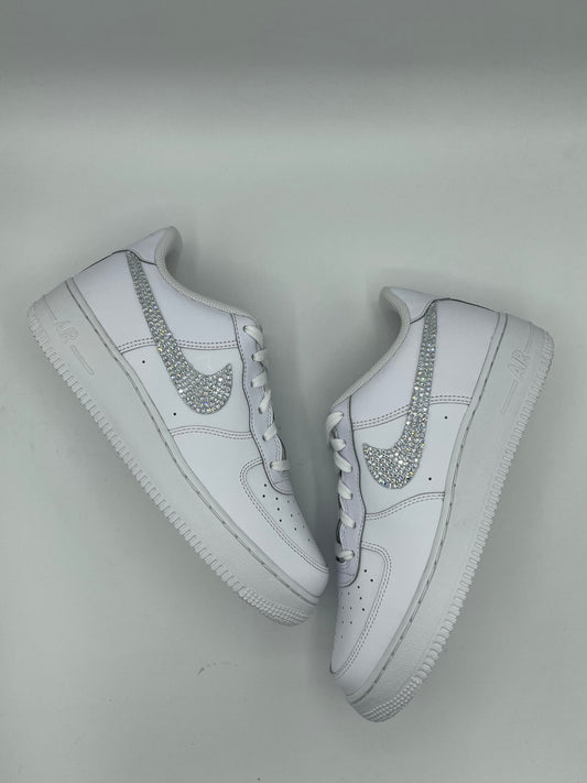 Custom Air Force 1 White With Rhinestones And Heart - like Patterns