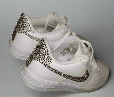 Custom Air Force 1 White With Rhinestones Swoosh