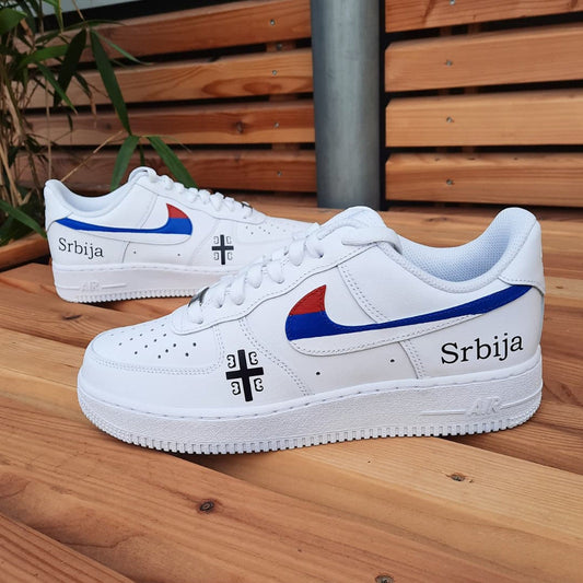 Custom Air Force 1 White With Serbian Elements And Flag