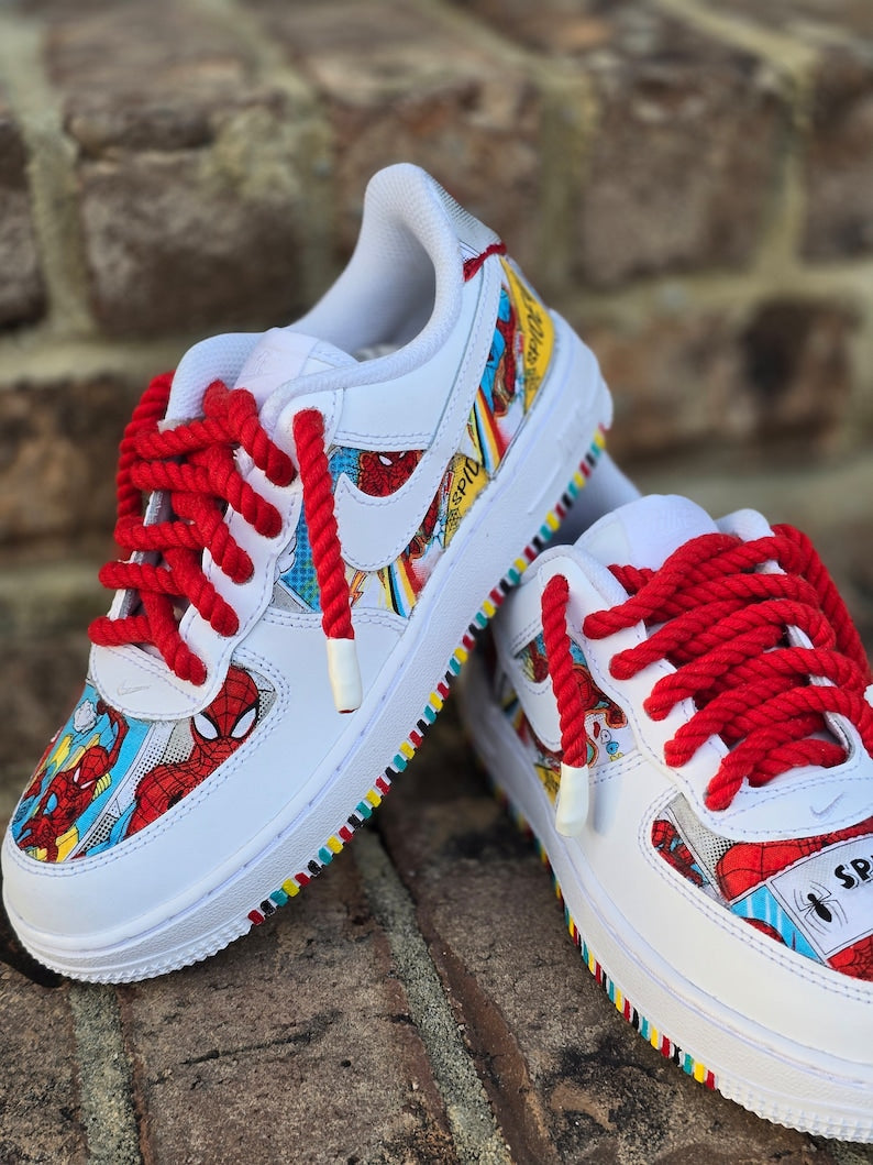 Custom Air Force 1 White With Spider Man Comic Pattern
