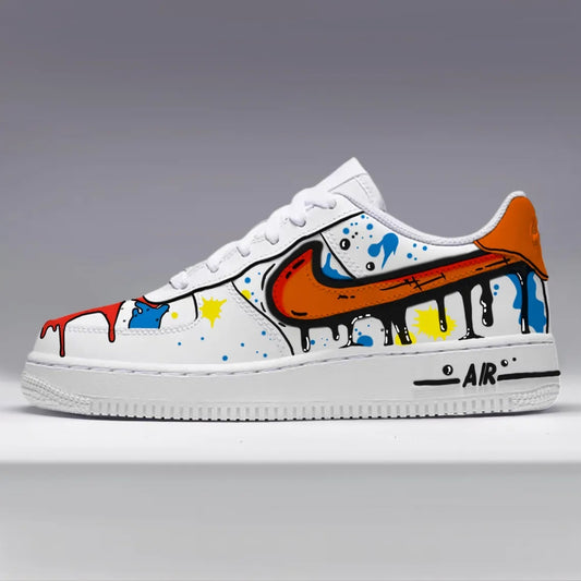 Custom Air Force 1 White with Splashy Paint Patterns