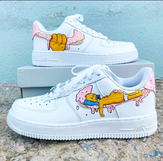 Custom Air Force 1 White With The Simpsons Cartoon Pattern