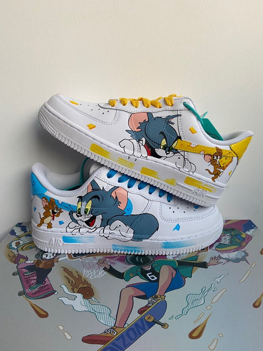 Custom Air Force 1 White With Tom And Jerry Cartoon Pattern