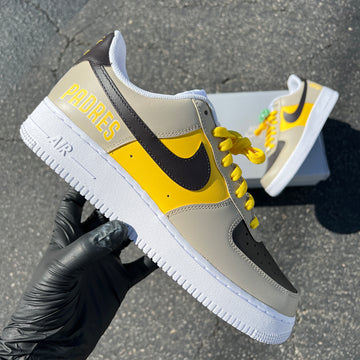 Custom Air Force 1 Yellow And Gray Padres Text