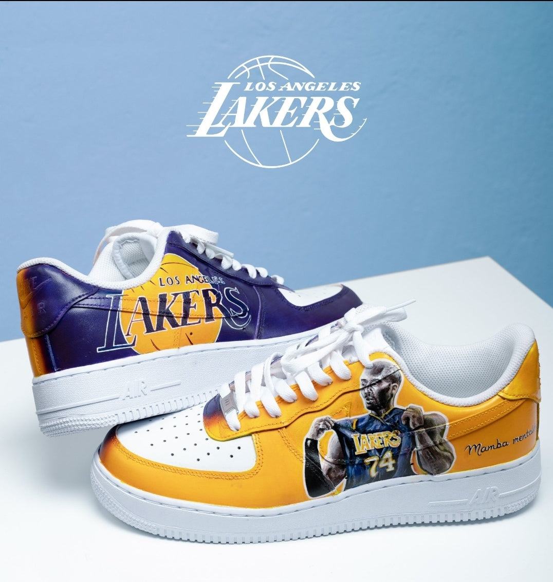 Custom Air Force 1 Yellow White Lakers Kobe Bryant Graphic