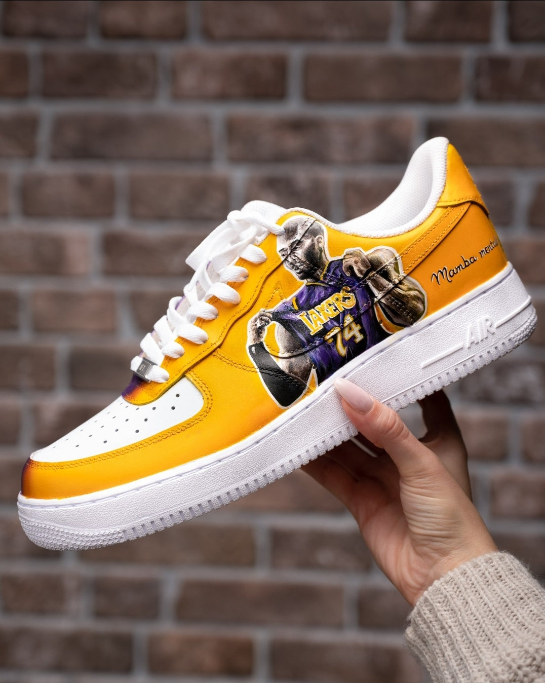Custom Air Force 1 Yellow White Lakers Kobe Bryant Graphic