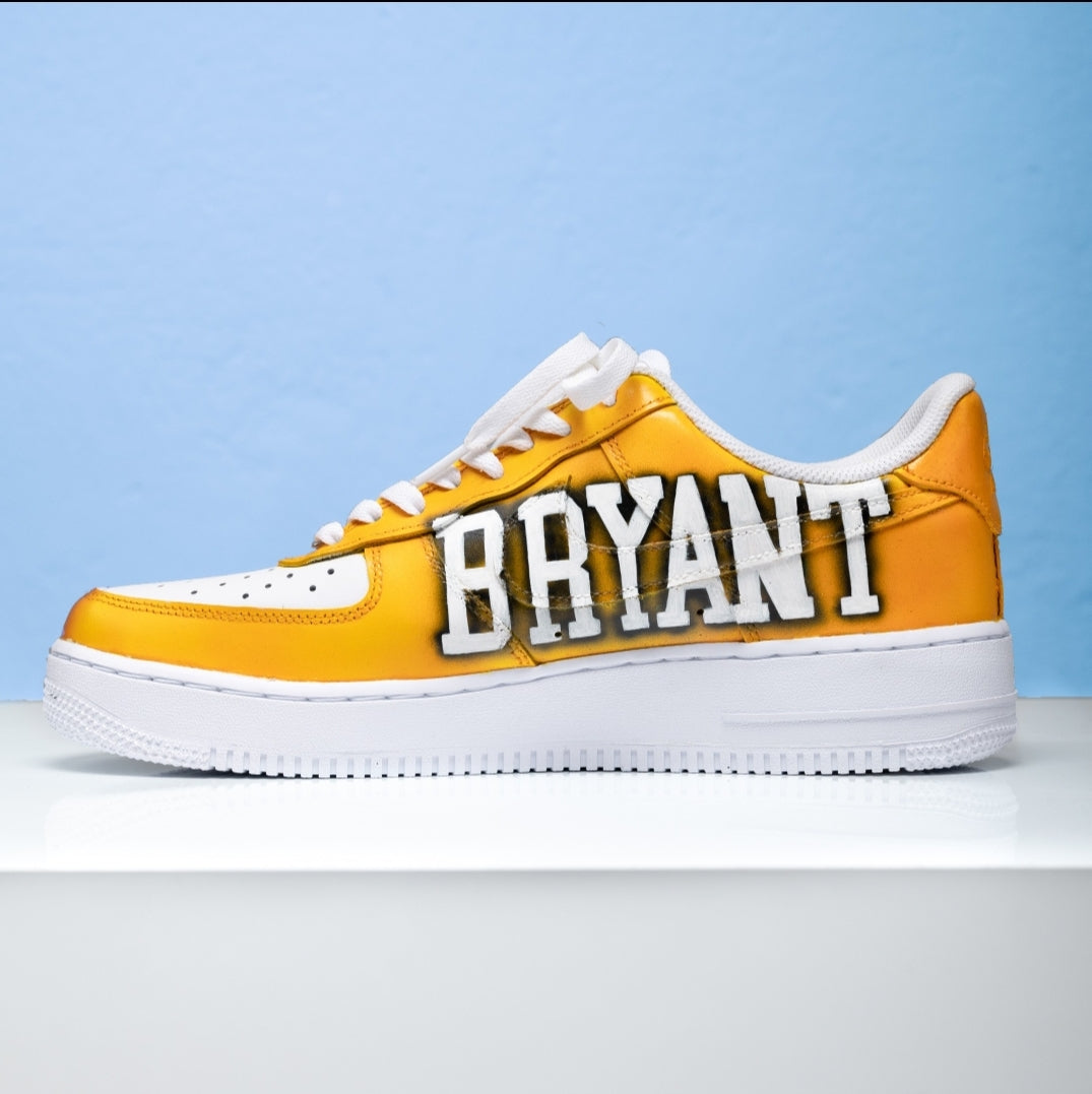 Custom Air Force 1 Yellow White Lakers Kobe Bryant Graphic