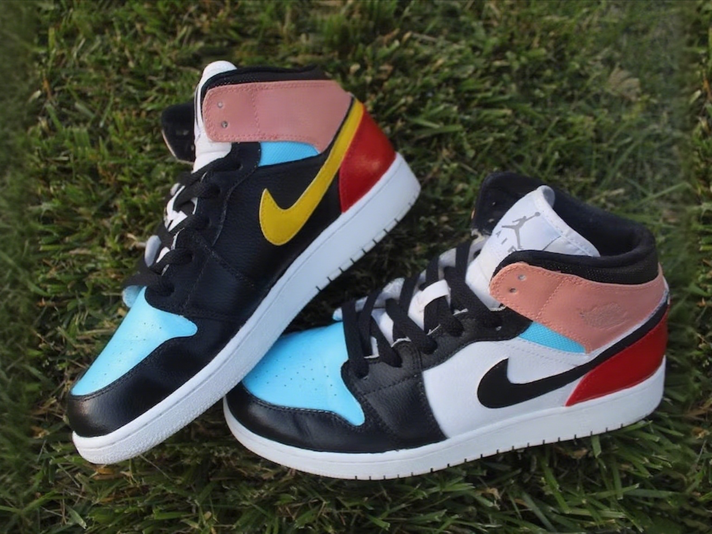 Custom Air Jordan 1 Baby Blue Pink Black Red
