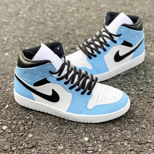 Custom Air Jordan 1 Baby Blue White And Black Design