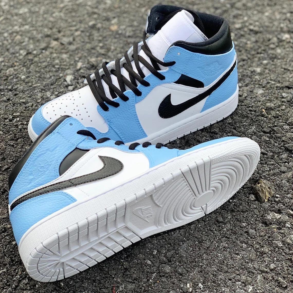 Custom Air Jordan 1 Baby Blue White And Black Design