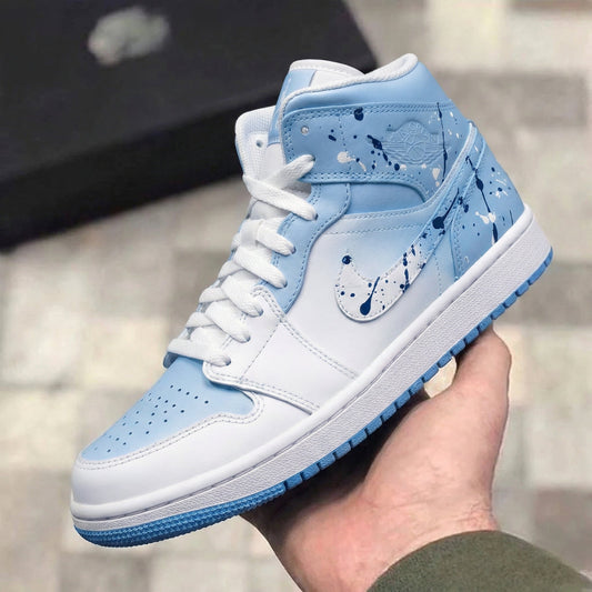 Custom Air Jordan 1 Baby Blue White Splatter Paint