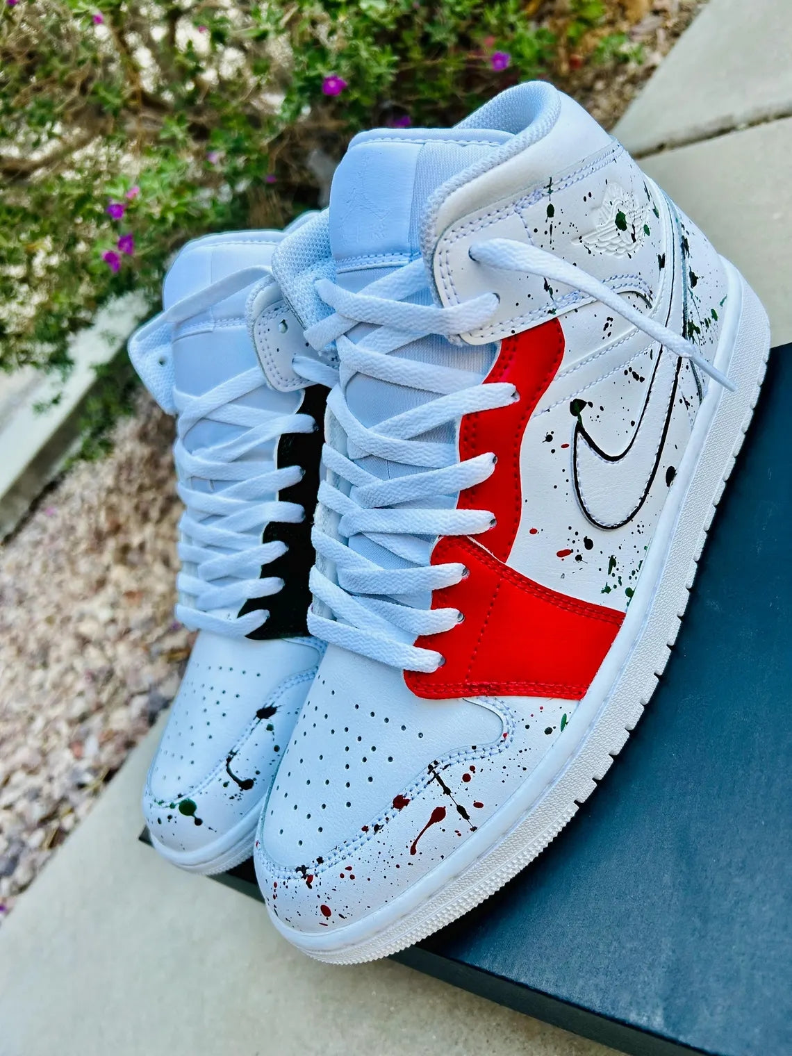 Custom Air Jordan 1 Baby Blue with Splatter Pattern
