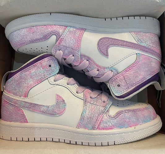 Custom Air Jordan 1 Baby Pink And Purple Tie Dye