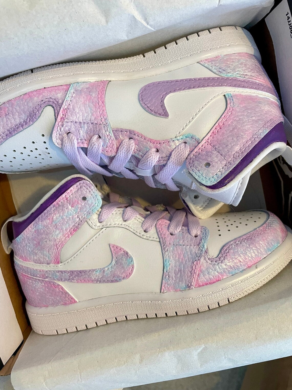 Custom Air Jordan 1 Baby Pink And Purple Tie Dye