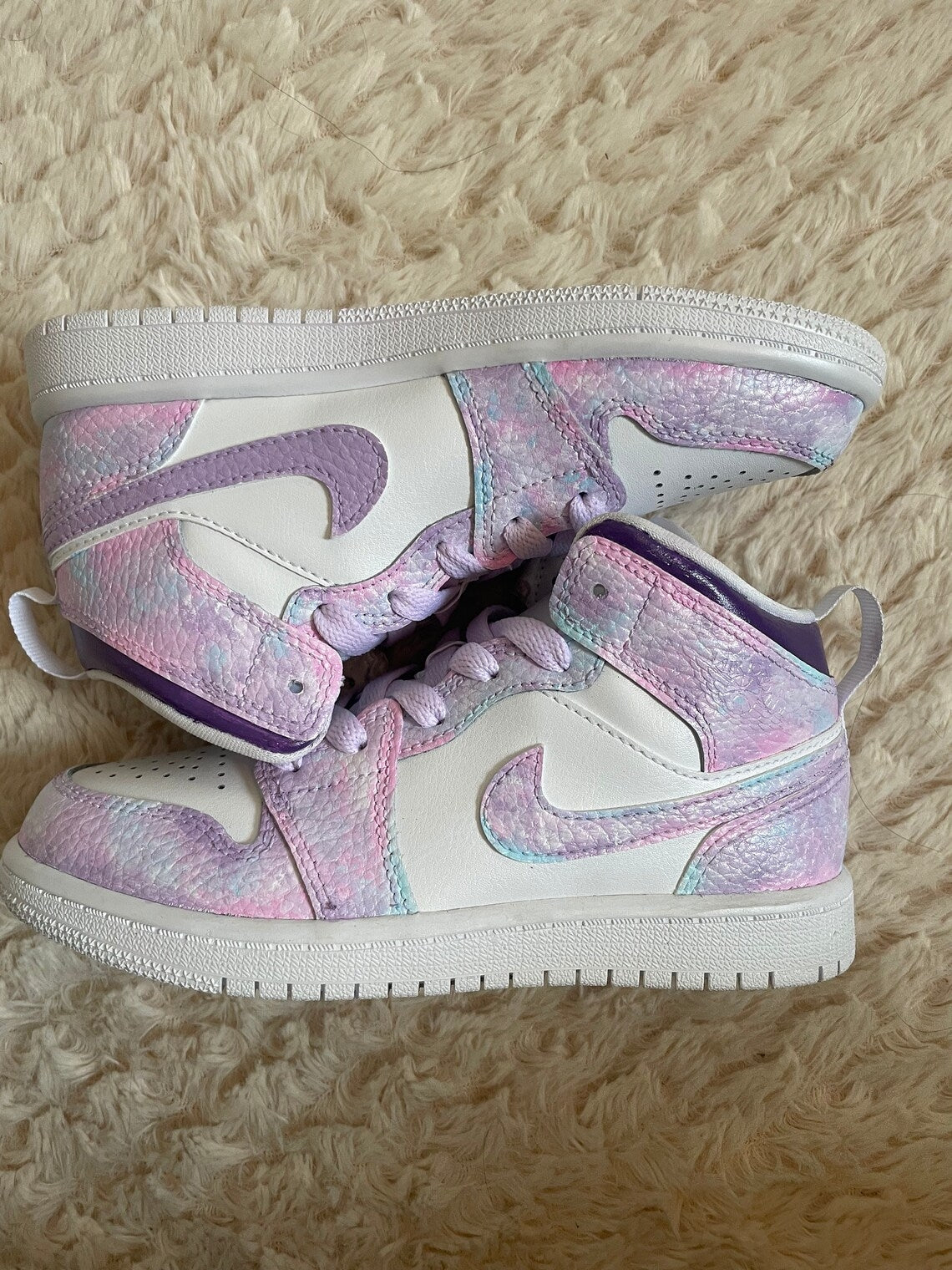 Custom Air Jordan 1 Baby Pink And Purple Tie Dye