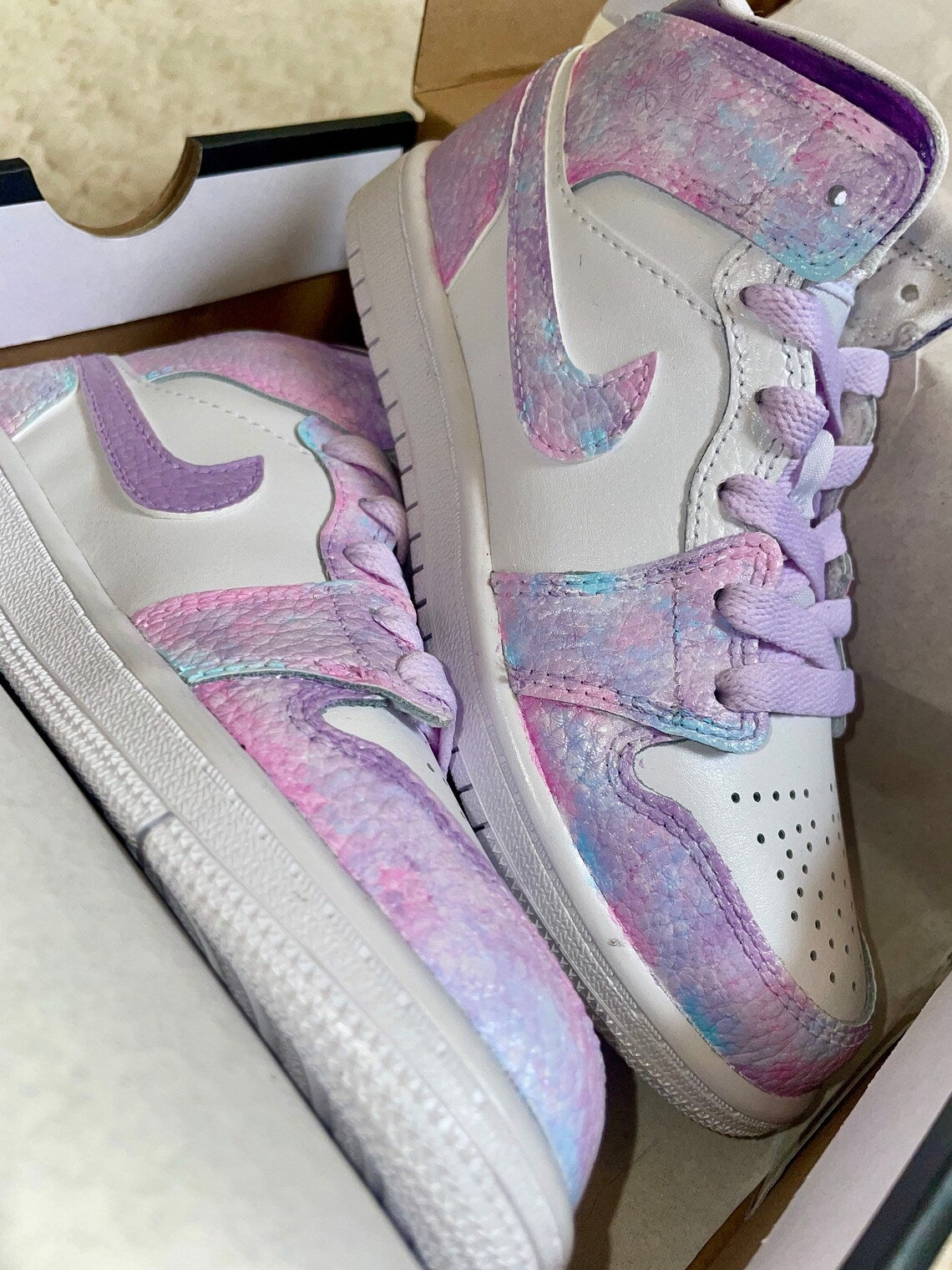 Custom Air Jordan 1 Baby Pink And Purple Tie Dye